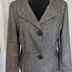 Anne Klein Women’s Short Jacket Suit Coat Brown Black Stretch Shimmer Size 14